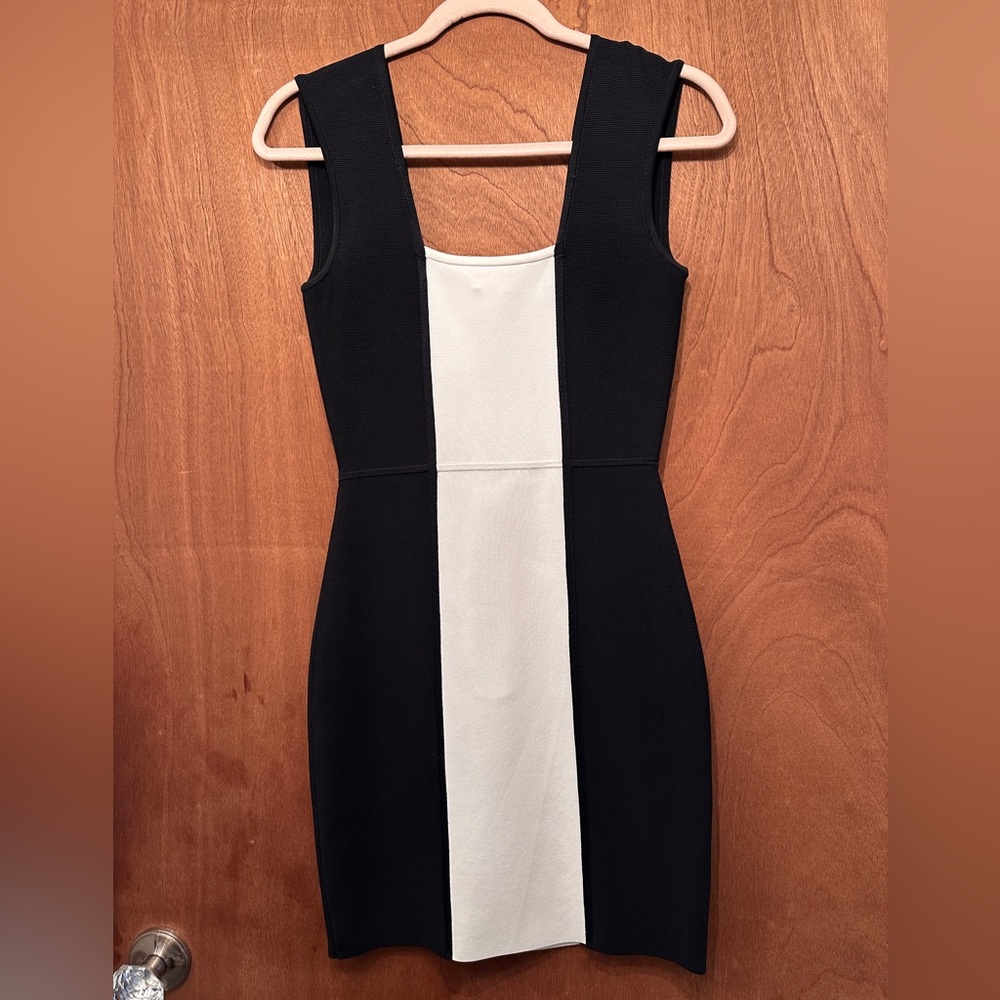 BCBG Max Azria Black and White Colorblock Dress